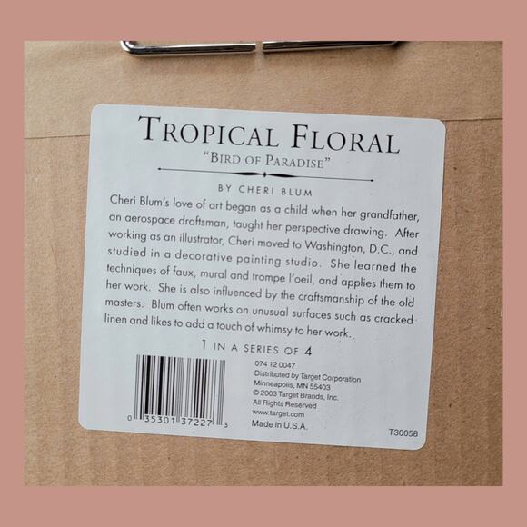 Vintage 2003 "Tropical Floral II Birds of Paradise" by Cheri Blum for Target - Picture 4 of 6